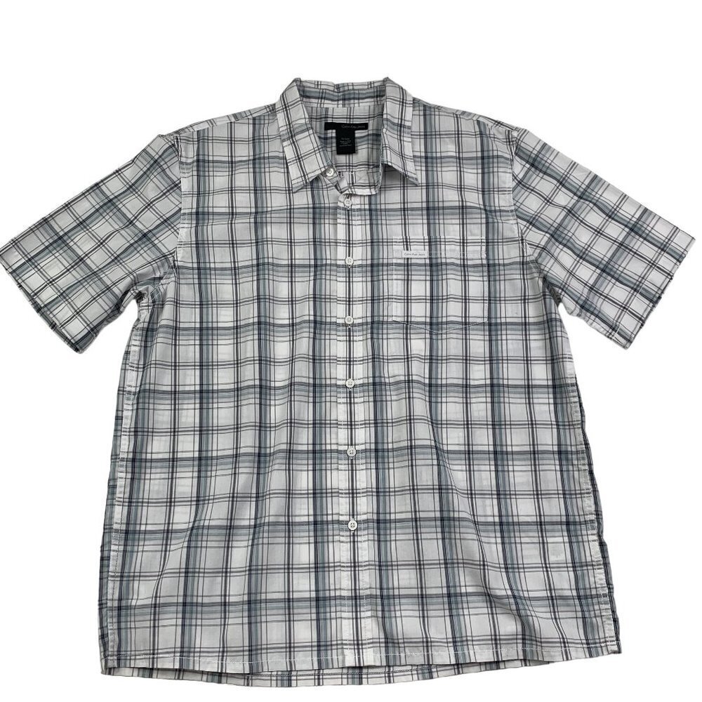 Calvin Klein Jeans Plaid Cotton Short Sleeve Button-Down Shirt Men's Size XL